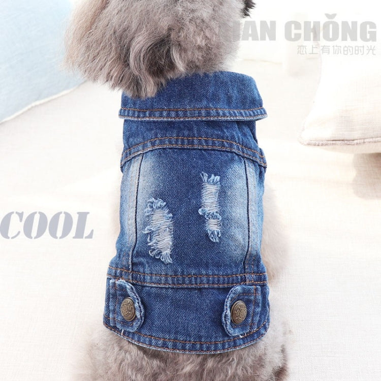 Retro Personality Denim Small Vest Pet Dog Clothes Pet Jacket, Size:XS