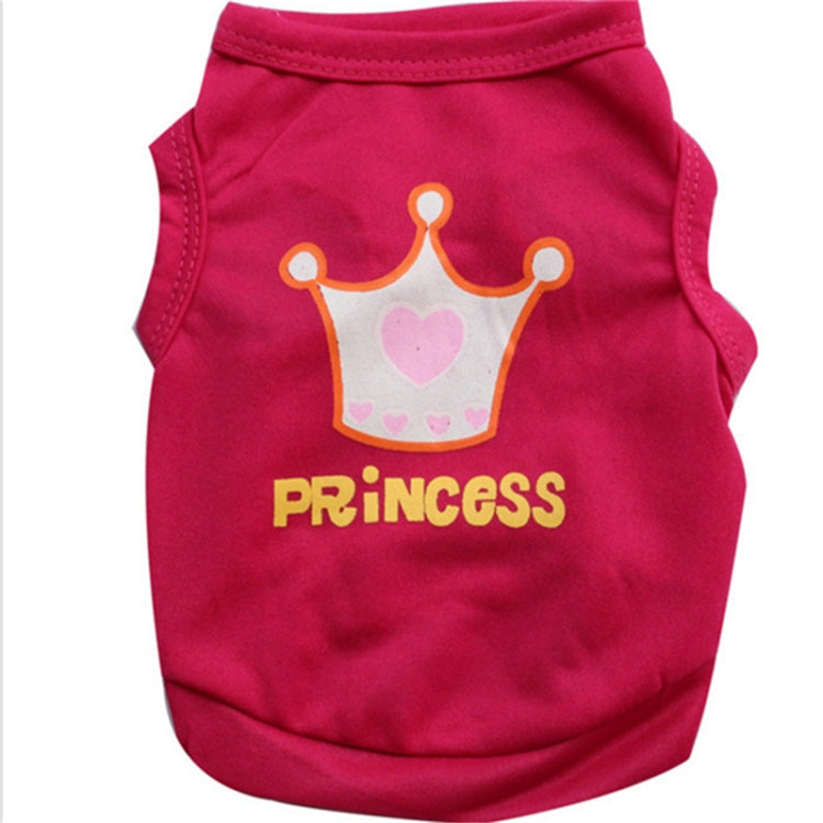 Cute Little Pet Dog Clothes Crown Vest Pet Clothes, Size:S(Rose Red)