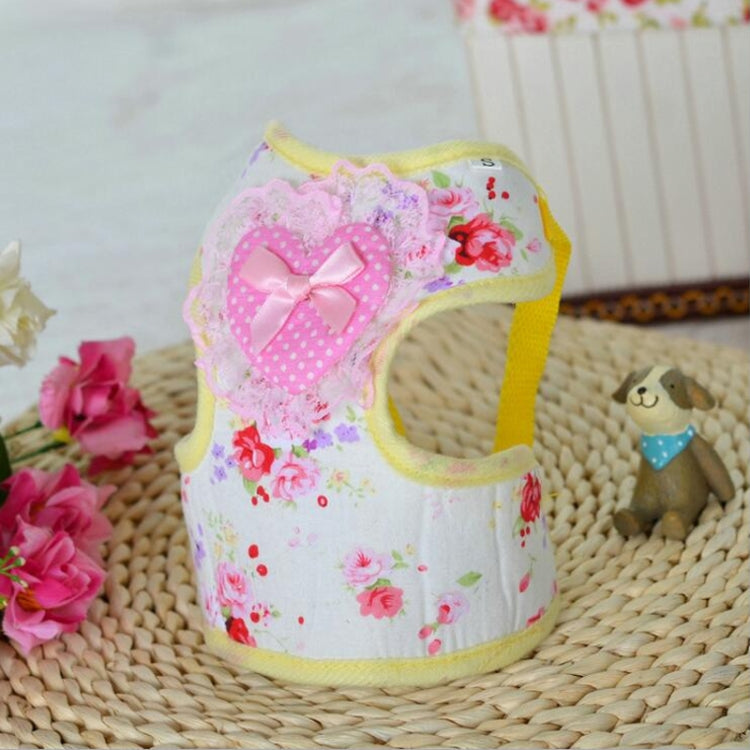 Pet Cat Dog Harness Floral Dog Vest Walking Leads Leash, Size:S