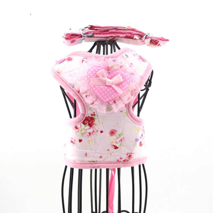 Pet Cat Dog Harness Floral Dog Vest Walking Leads Leash, Size:L