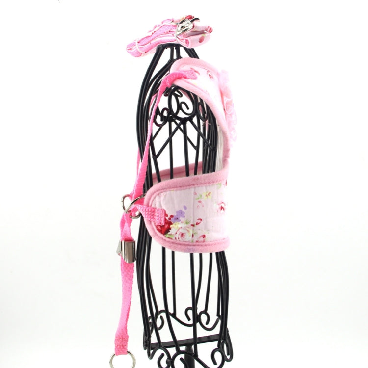 Pet Cat Dog Harness Floral Dog Vest Walking Leads Leash, Size:L