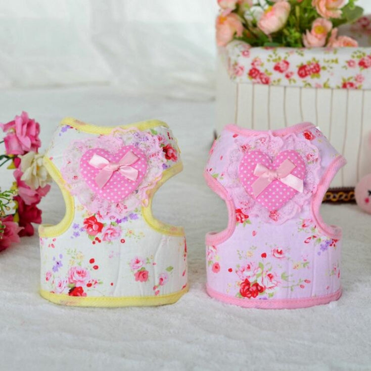 Pet Cat Dog Harness Floral Dog Vest Walking Leads Leash, Size:L