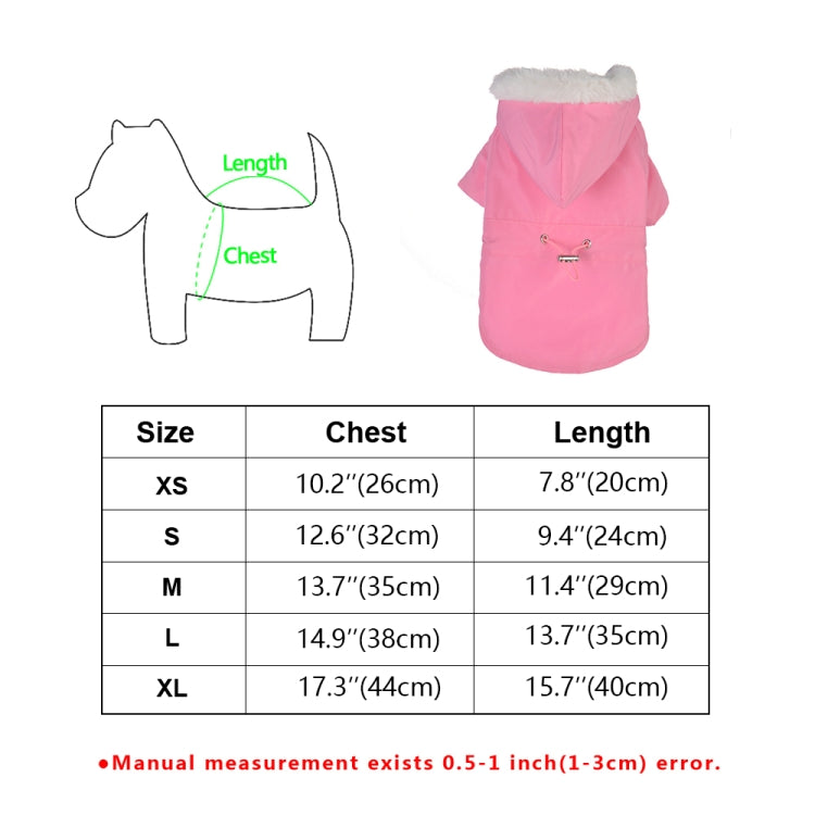 Pet Clothes Fur Collar Waist Down Cotton Padded Dog Coat, Size:M