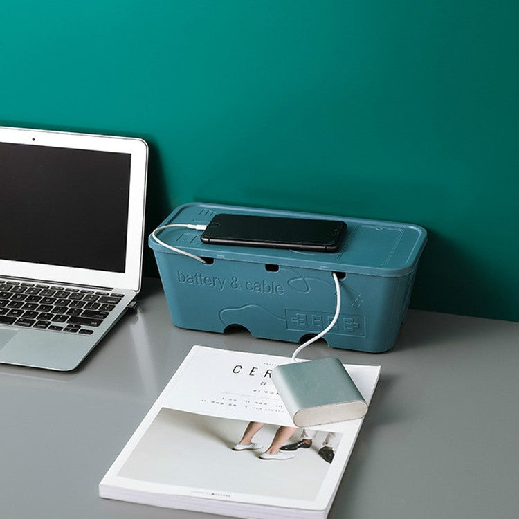 2 PCS Desktop Socket Power Data Cable Finishing Set Storage Box