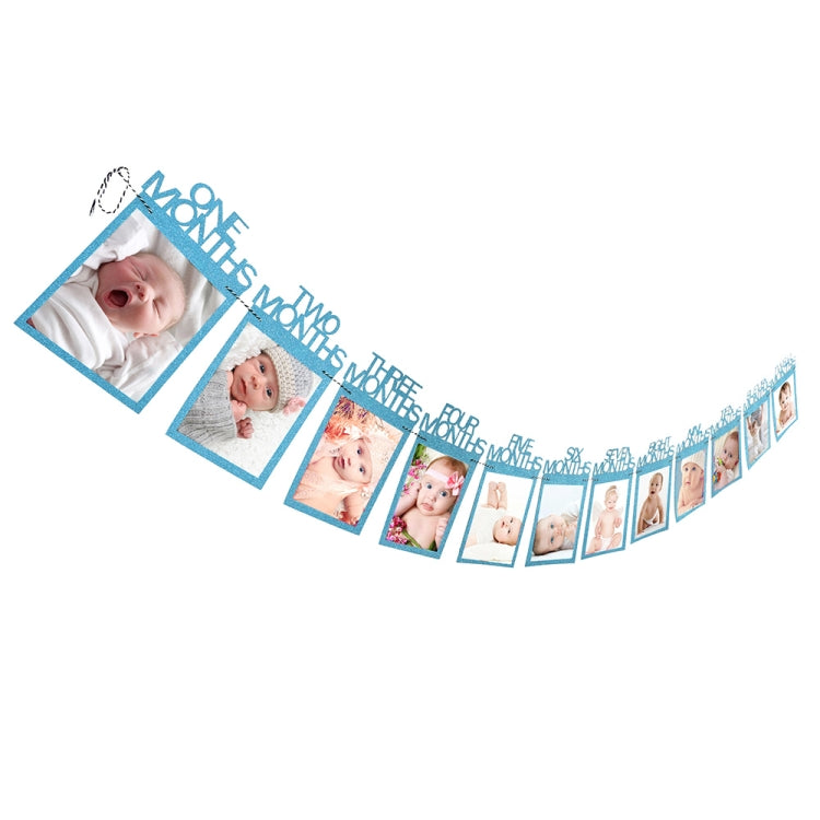 1St Baby 12 Months Birthday Pull Flag Photo Wall Slogan Banner Month Photo Clip Flower
