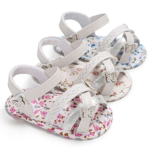 Soft Summer Baby Girl Sandals Toddler Prewalker Sole Kids Crib Shoes(Blue)