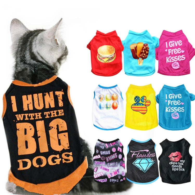 2 PCS Pet Supplies Dog Clothes Cotton Black Printed BIG Pet Vest Teddy Clothes, Size:XS