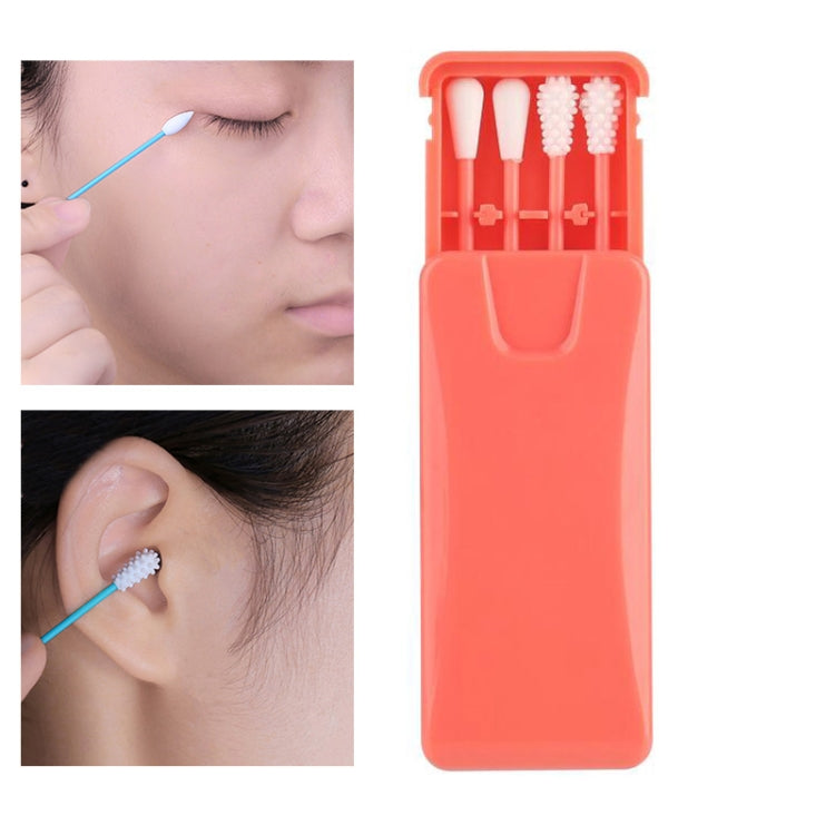 4 in 1 Ear Cleaning Cosmetic Silicone Buds Double-headed Recycling Cleaning Makeup Swabs Sticks