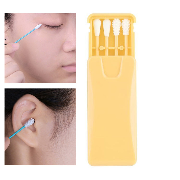 4 in 1 Ear Cleaning Cosmetic Silicone Buds Double-headed Recycling Cleaning Makeup Swabs Sticks