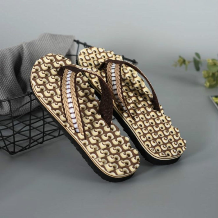 2 Pairs Men Anti-slip Soft Bottom Fashion Wear Massage Sandals Slippers, Size:44(Circle Brown)
