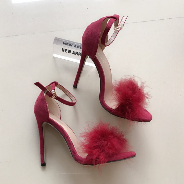 Plush Peep-Toe High Heels, Size:35