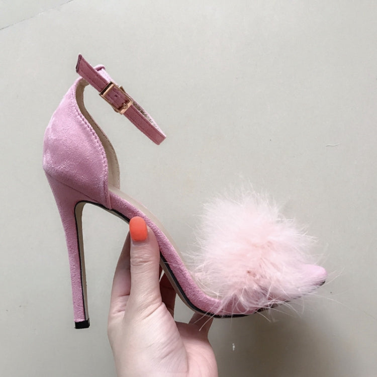 Plush Peep-Toe High Heels, Size:37
