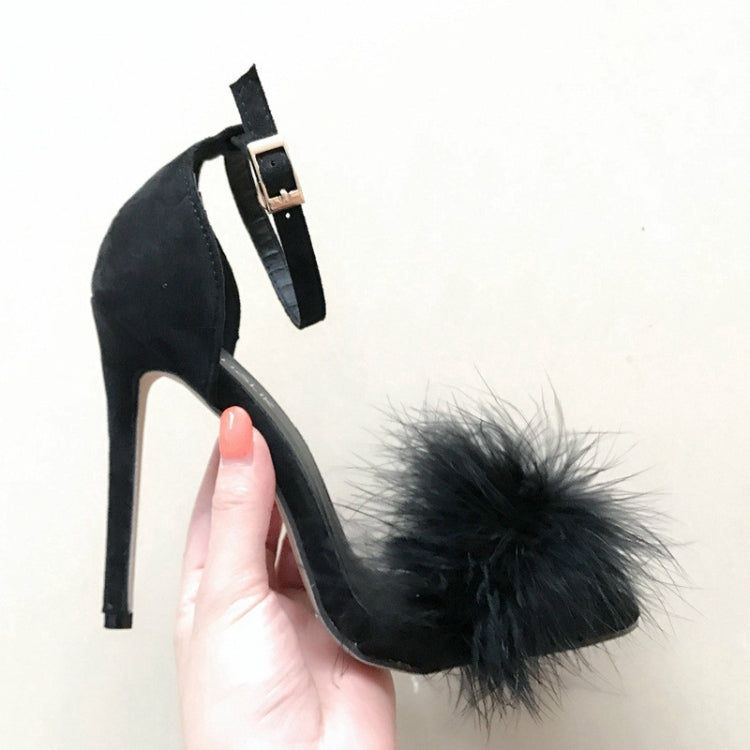 Plush Peep-Toe High Heels, Size:39