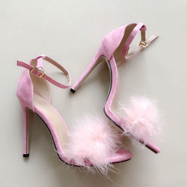 Plush Peep-Toe High Heels, Size:39