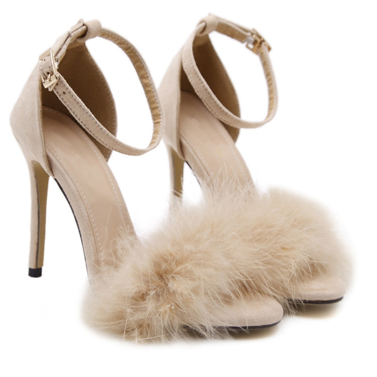 Plush Peep-Toe High Heels, Size:40