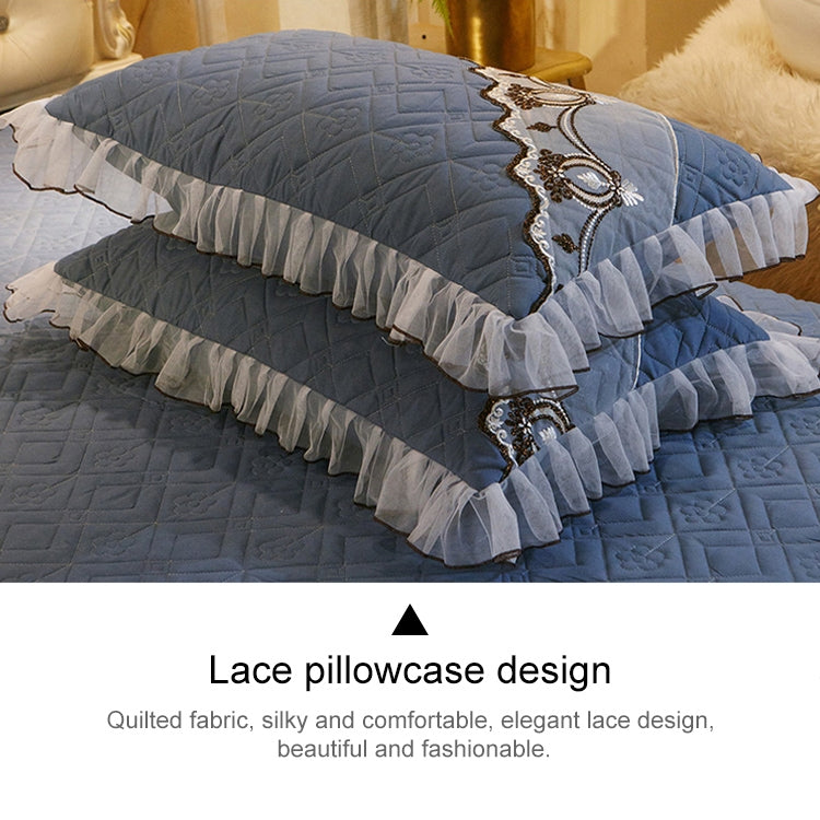 Luxury Thick Cotton Bed Skirt with Lace Edge Non-slip Bedding Set, Size:1.8x2.2m(3-Piece)