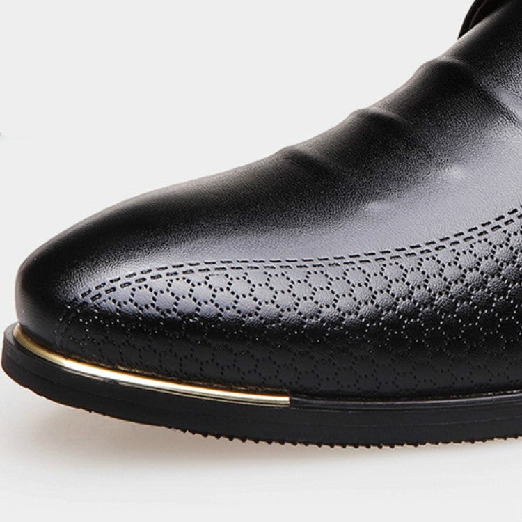 Men Business Casual Shoes Lacing Pointed Low-Top Dress Shoes, Size:37
