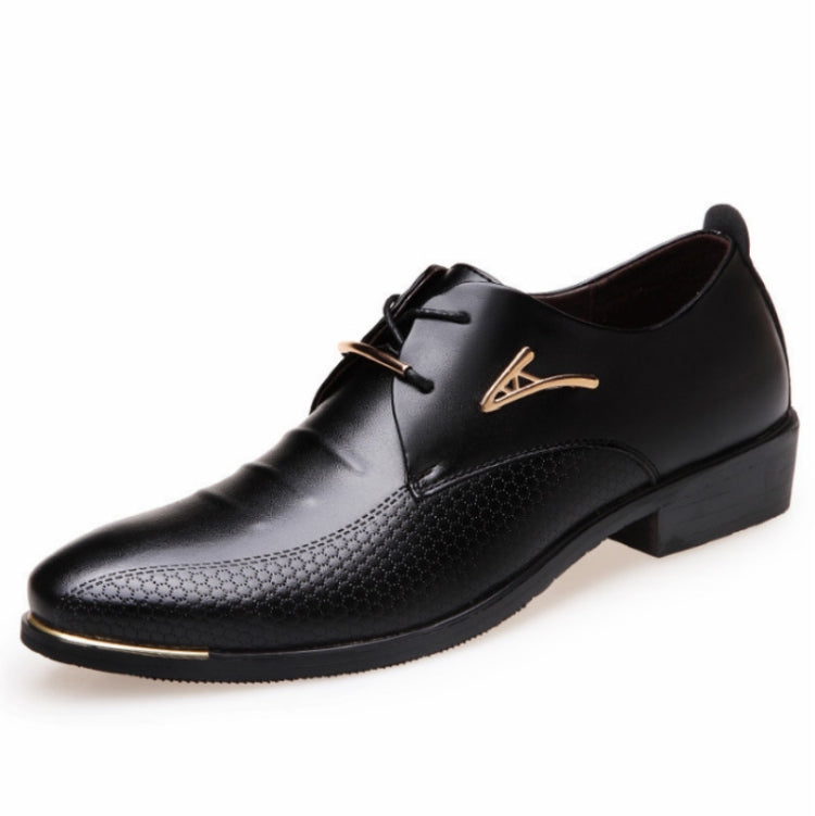 Men Business Casual Shoes Lacing Pointed Low-Top Dress Shoes, Size:43