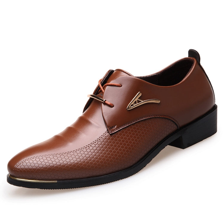 Men Business Casual Shoes Lacing Pointed Low-Top Dress Shoes, Size:48