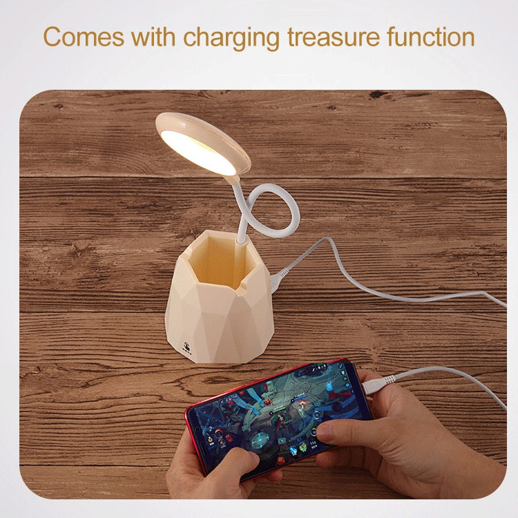Creative Pen Holder Touch Switch Student Reading Light Eye-protection Small Table Lamp with 3 Gear Dimming, Capacity:4000mAh(Pink)