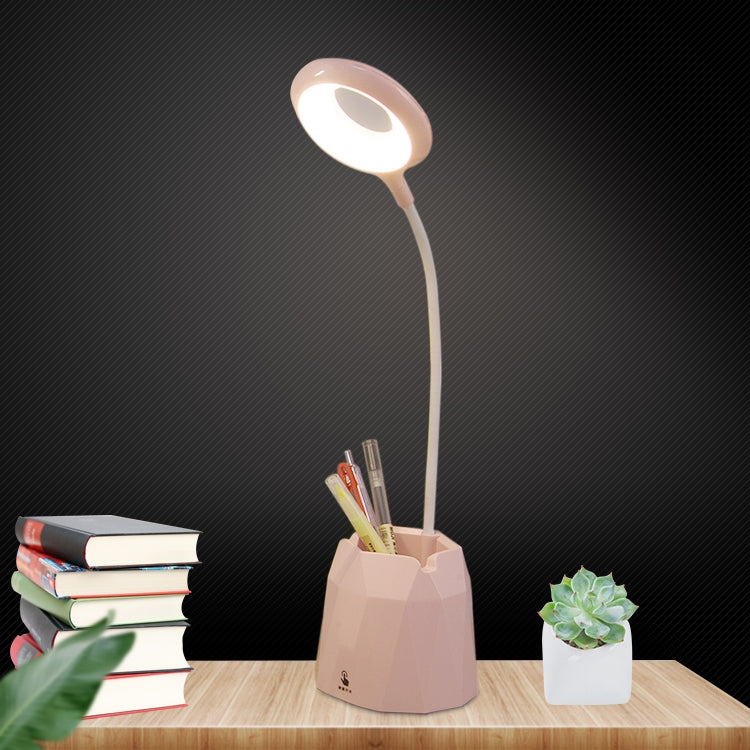 Creative Pen Holder Touch Switch Student Reading Light Eye-protection Small Table Lamp with 3 Gear Dimming, Capacity:2000mAh(Pink)