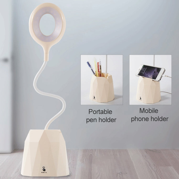 Creative Pen Holder Touch Switch Student Reading Light Eye-protection Small Table Lamp with 3 Gear Dimming, Capacity:2000mAh(Pink)