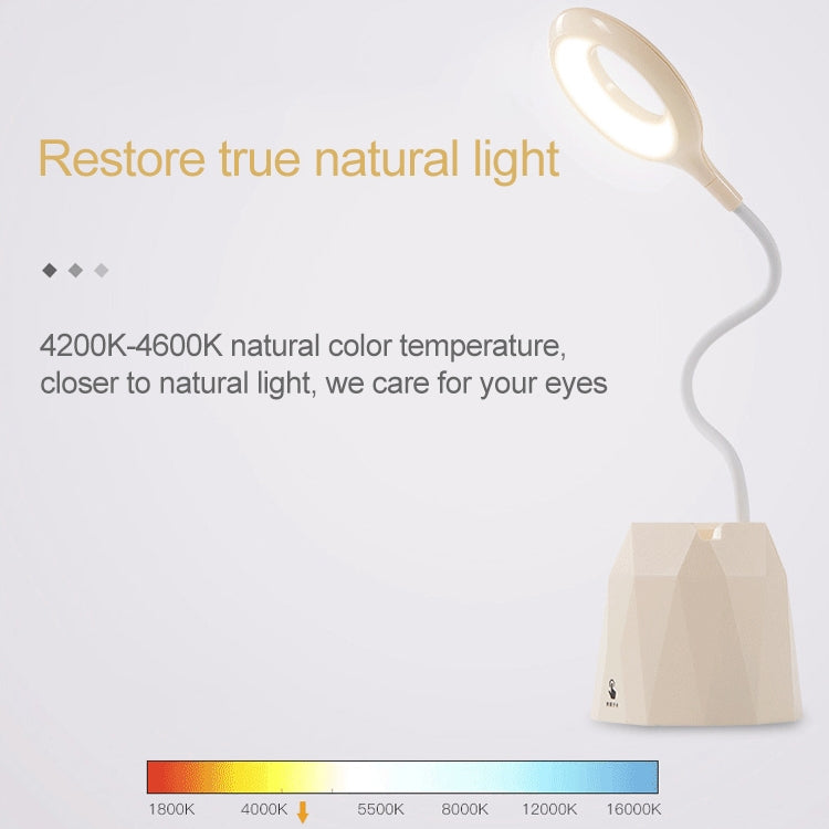 Creative Pen Holder Touch Switch Student Reading Light Eye-protection Small Table Lamp with 3 Gear Dimming, Capacity:2000mAh(Pink)