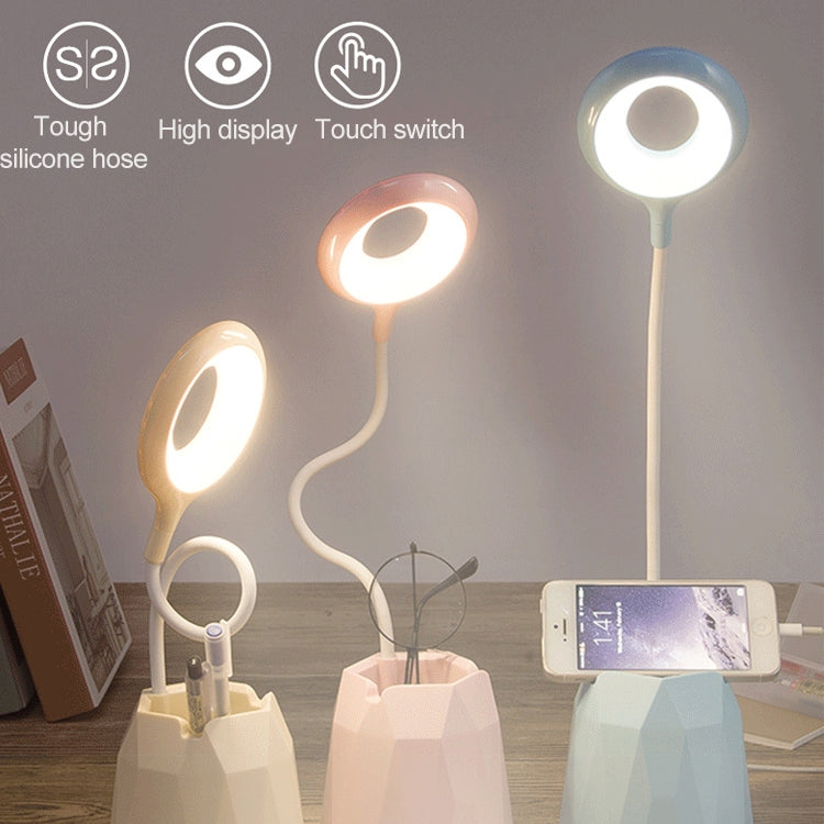 Creative Pen Holder Touch Switch Student Reading Light Eye-protection Small Table Lamp with 3 Gear Dimming, Capacity:2000mAh(Pink)