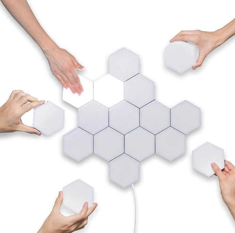 Touch-sensitive Honeycomb Quantum Lamp Assembly Combination Background Aisle Wall Lamp, Color:6pcs(Red, Green, Blue, Yellow, Pink and White)