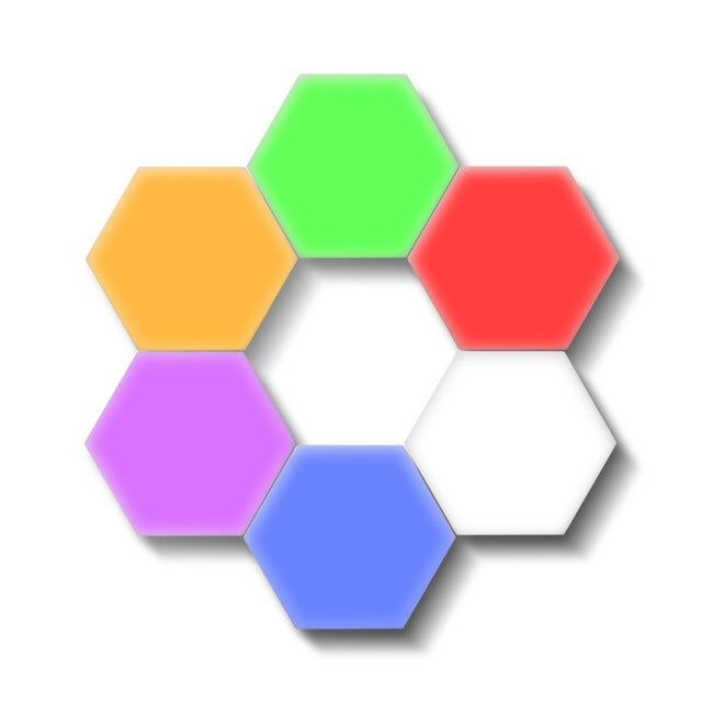 Touch-sensitive Honeycomb Quantum Lamp Assembly Combination Background Aisle Wall Lamp, Color:6pcs(Red, Green, Blue, Yellow, Pink and White)