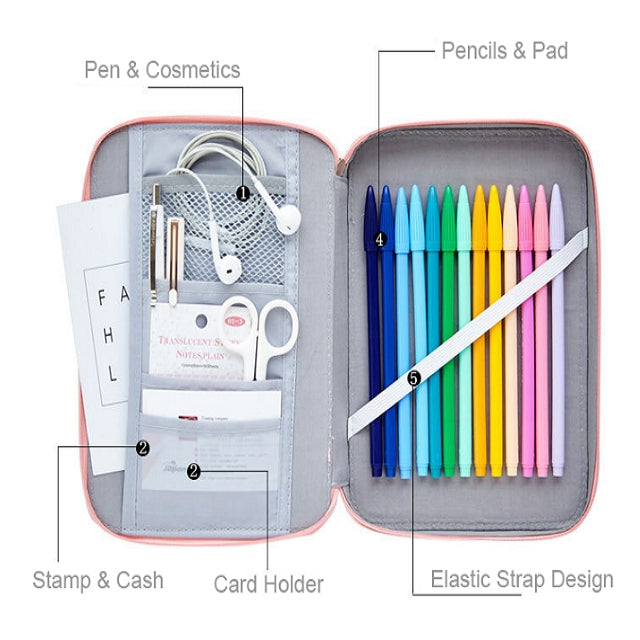 Creative Pencil Case Canvas Zipper Large Capacity Cute Pencil Box Portable Storage Bag School Stationery