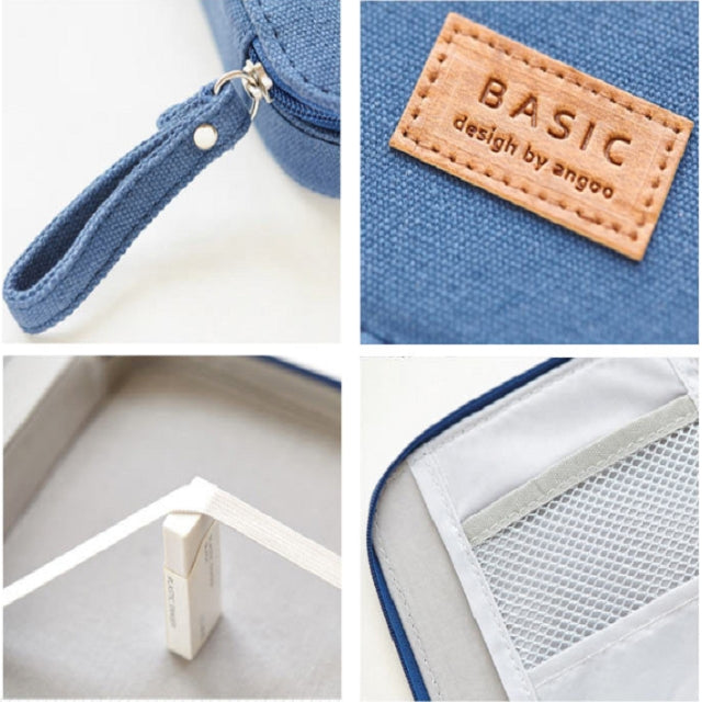 Creative Pencil Case Canvas Zipper Large Capacity Cute Pencil Box Portable Storage Bag School Stationery