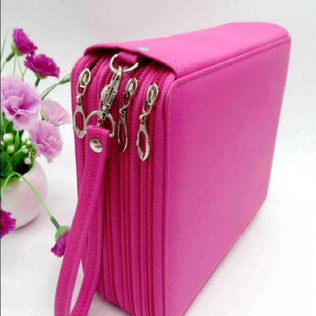 PU Leather School Pencil Case 184 Holes Large Capacity Colored Pencil Bag Box Multi-functional Pencilcase Art Supplies Gift Without Pen