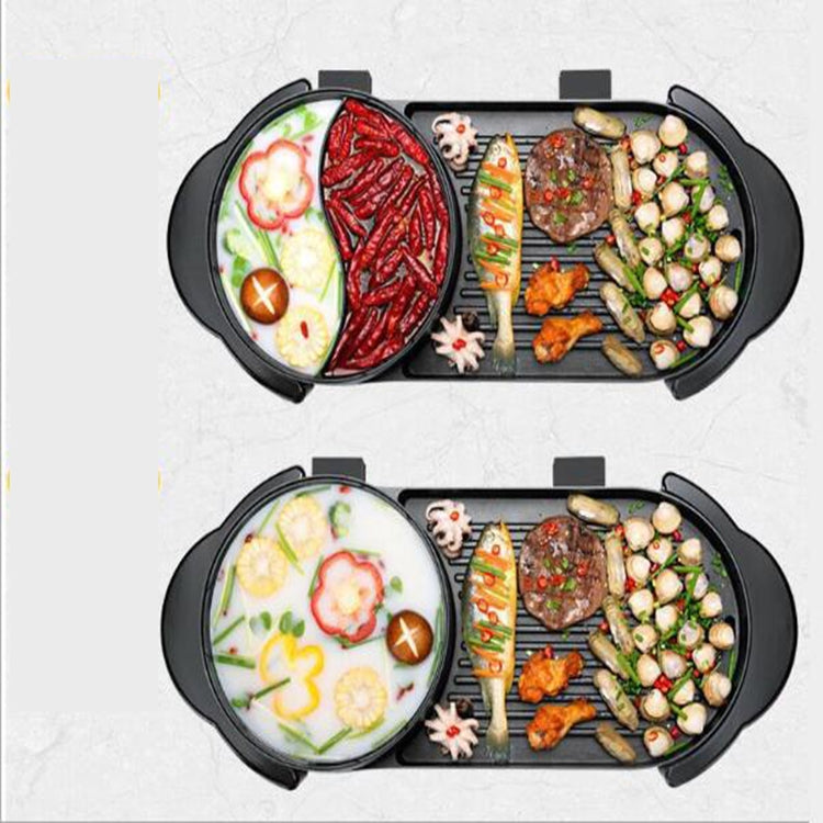 Smokeless Electric Grill Non-stick Chafing Dish Home Appliances, Style:Long removable separable roast pot