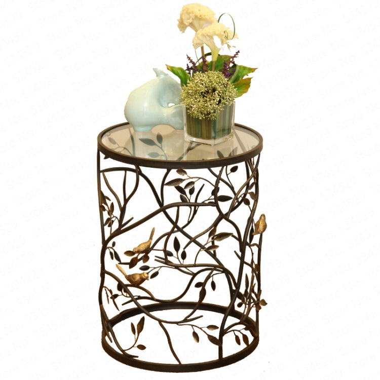 Home Creative Retro Iron Round Coffee Table Bedroom Small Round Table(Black)