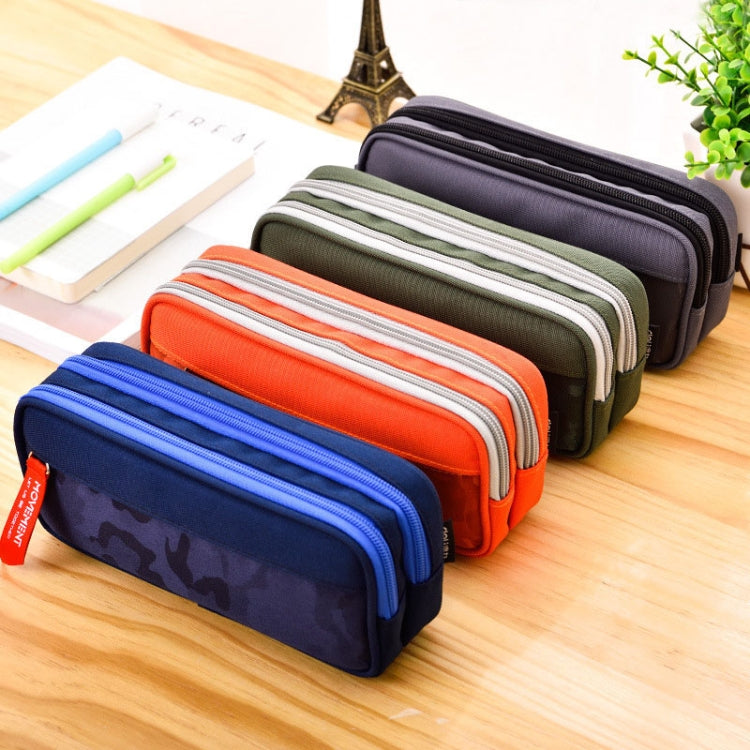 Camouflage Pencilcase Nylon Canvas Double Zipper Pen Bag