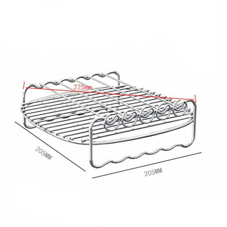 Air Electric Fryer Accessories 304 Stainless Steel 9 Inch Double Barbecue Bread Steaming Rack Square 20.5x20.5cm