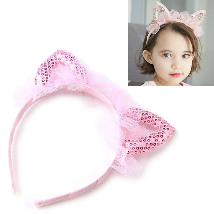 Cute Sequined Cat Ears Mesh Headband
