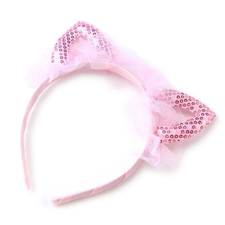 Cute Sequined Cat Ears Mesh Headband