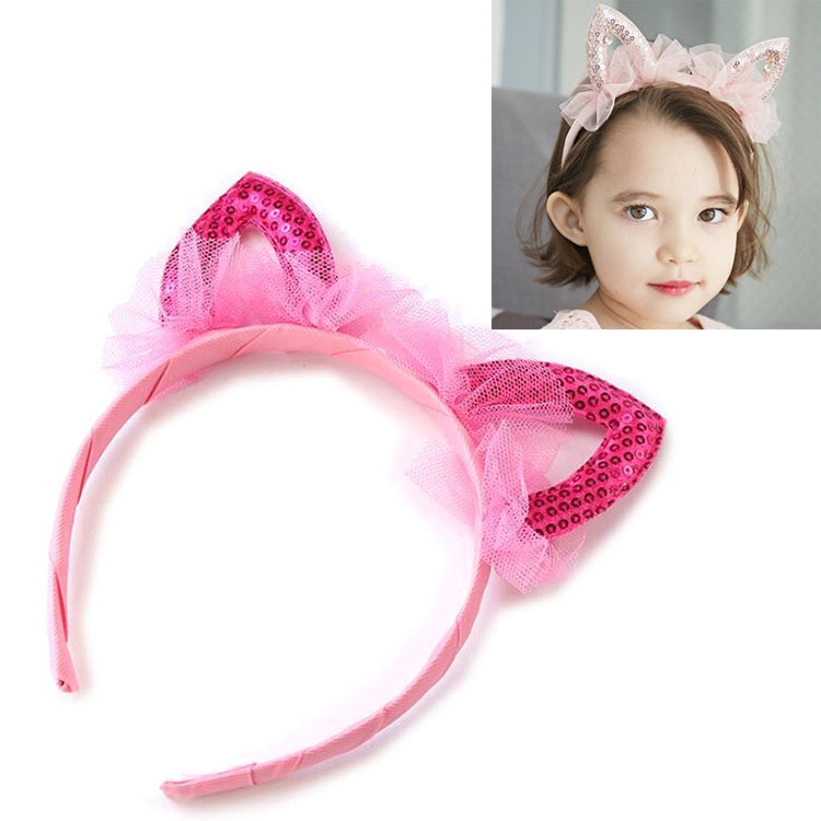 Cute Sequined Cat Ears Mesh Headband