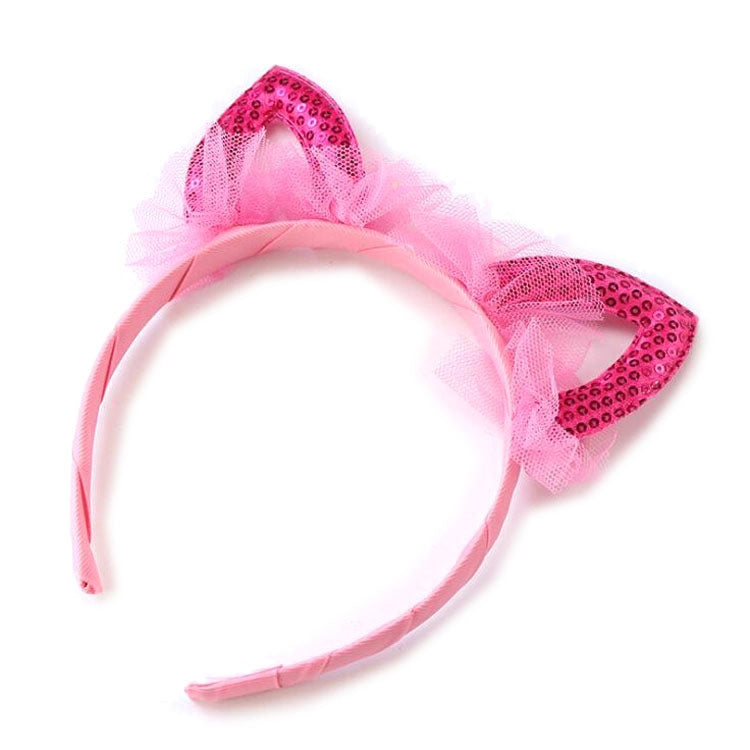 Cute Sequined Cat Ears Mesh Headband