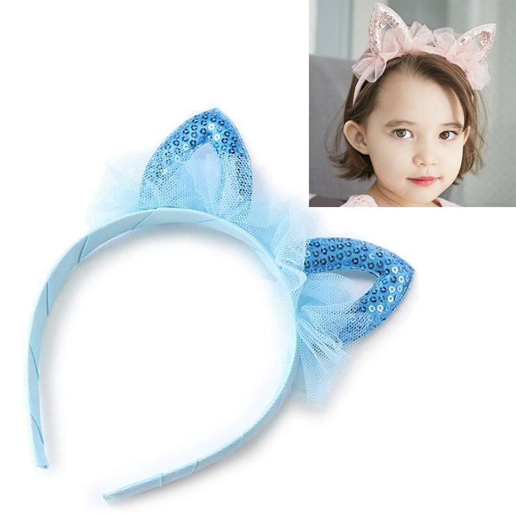 Cute Sequined Cat Ears Mesh Headband