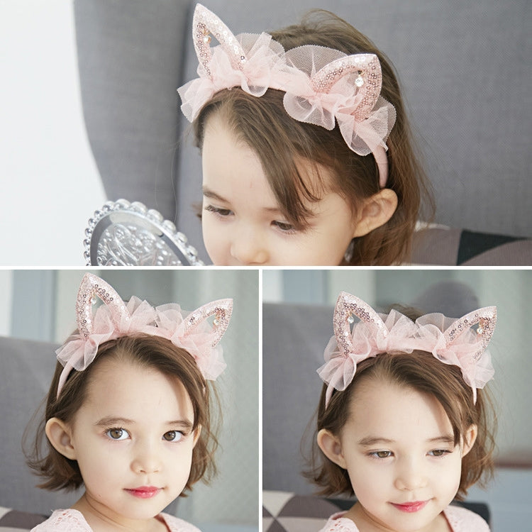 Cute Sequined Cat Ears Mesh Headband
