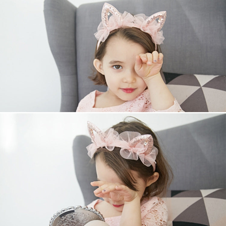 Cute Sequined Cat Ears Mesh Headband