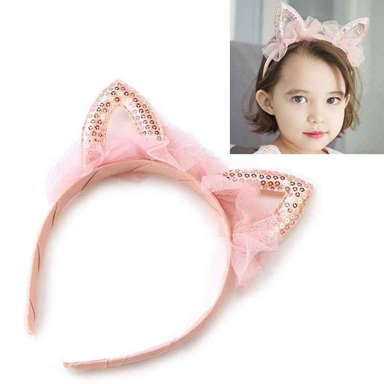 Cute Sequined Cat Ears Mesh Headband