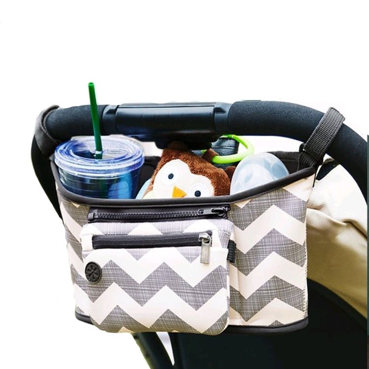 Stroller Organizer and Cup Holder with Detachable Wristlet Diaper Bag Hanging Basket Storage Bag