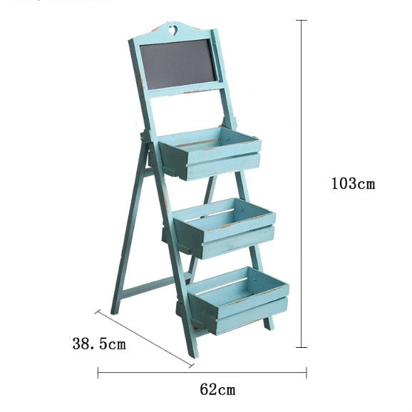 Indoor Living Room Decoration Decoration Three-layer Fir Flower Stand with Blackboard(White)