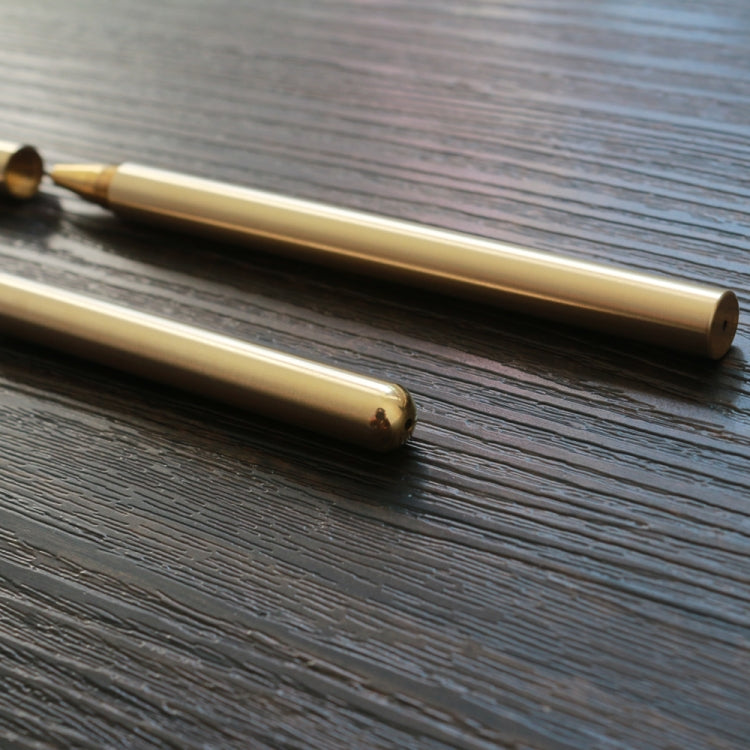 Black Ink Explosion-proof Brass Handmade Signature Pen Retro Pen Pure Copper Pen Neutral Water Pen, Size:Long