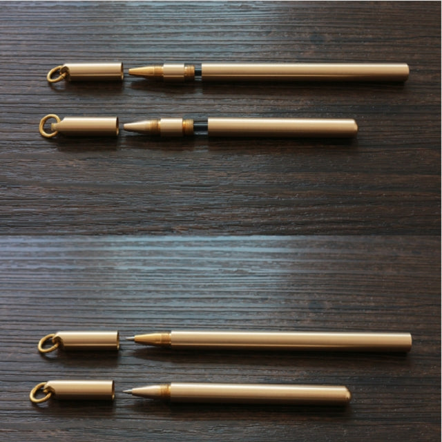 Black Ink Explosion-proof Brass Handmade Signature Pen Retro Pen Pure Copper Pen Neutral Water Pen, Size:Long