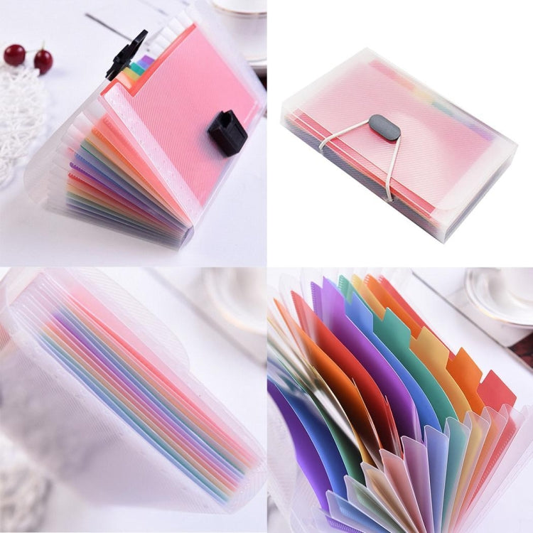 13 Grid Expanding File Folder A6 Document Buckle Lanyard Bag Multicolor Expanding File